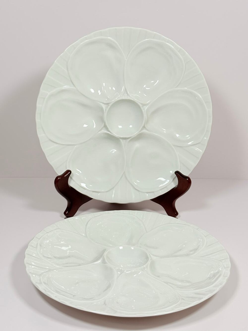 Pillivuyt France White 9” Porcelain Oyster Plates ~ Set Of 2